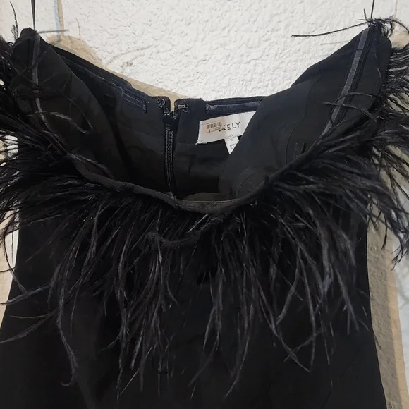 Revolve X Likely Desi Feather-Trim Bodycon Midi Dress cocktail dress size 6 - Picture 5 of 6
